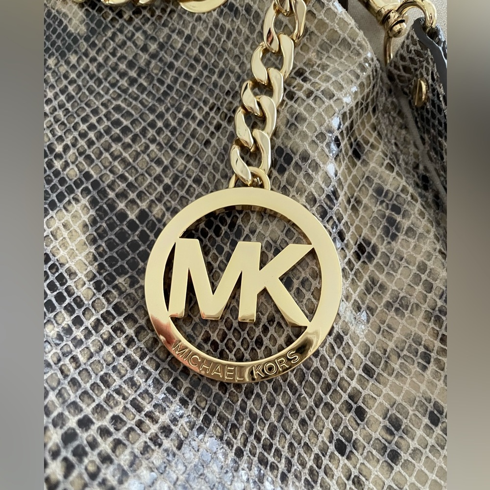 Michael Kors Green/Black Python Embossed Suede Ch… - image 3